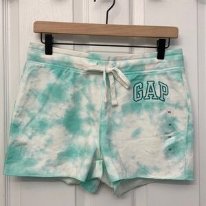 🆕 GAP Women’s Tie Dye Fleece Shorts Teal Blue White Size XS